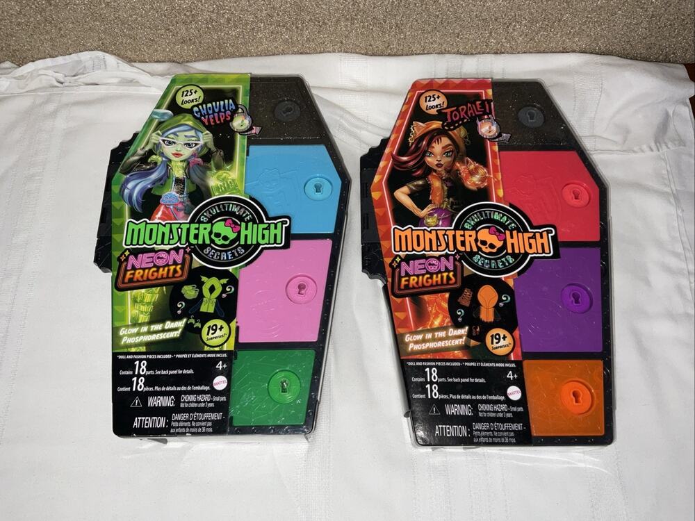 NEW NIB MONSTER HIGH NEON FRIGHTS SKULLTIMATE SECRETS TORALEI GHOULA YELPS